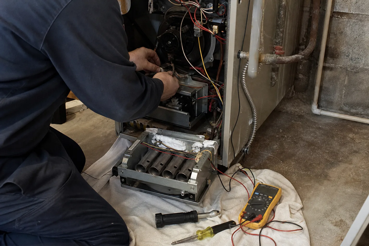 A technician replacing a furnace igniter - for Heating / Furnace Repair and Installation in Alhambra, CA