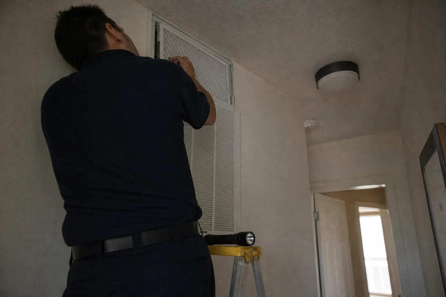A technician changing an air filter at a return grille - for HVAC Maintenance and Tune-Up in Alhambra, CA
